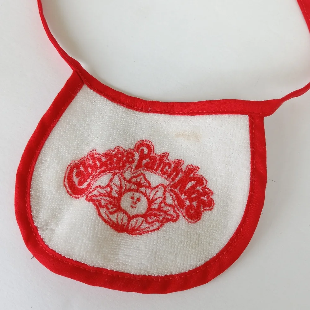 Cabbage Patch Doll Bib Red/White Terry Cloth *Flaw*
